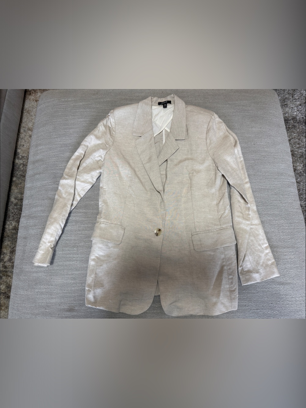 Aqua Light Beige Single-Button Linen Blend Blazer